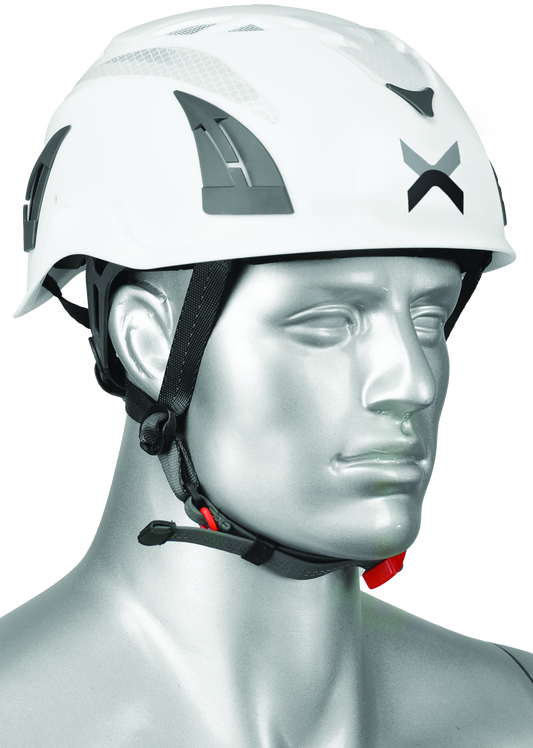 Helmet with chin strap - White