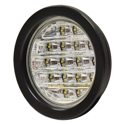 White 4"" round LED, rubber grommet